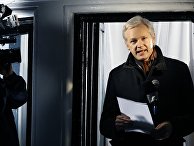 Julian Assange, founder of WikiLeaks speaks to the media
