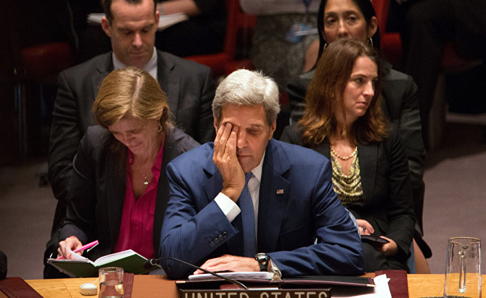 U.S. Secretary of State John Kerry attends the United Nations Security Council, Wednesday, Sept. 30, 2015, at the U.N. headquarters.