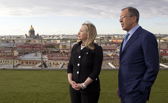 U.S. Secretary of State Hillary Rodham Clinton meets with Russian Foreign Minister Sergey Lavrov, Friday, June 29, 2012, in St. Petersburg, Russia